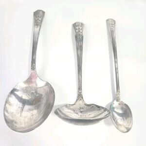 Oneida Ltd Wm. A. Rogers A1 Set of 3 ROSALIE 1938 Ladle Serving Spoon Tea Spoon